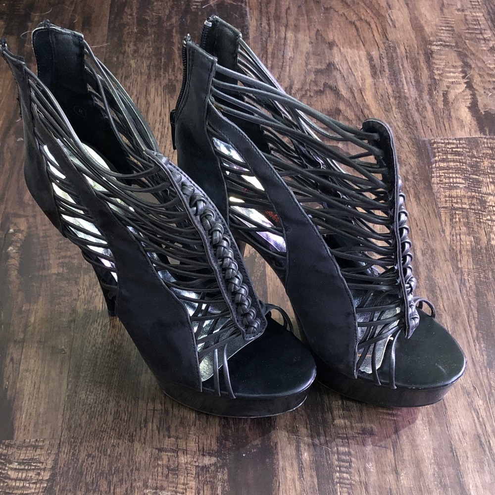Frederick's of Hollywood Black Strappy Heels